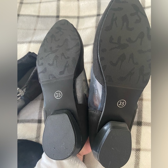 SHEIN NWT women’s black Pointed toe flats with rhinestones and mesh size 5 - Picture 8 of 8